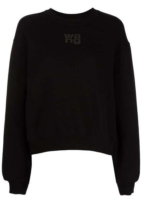 Black  logo-print crew neck sweatshirt - women ALEXANDER WANG | 4CC3221360001